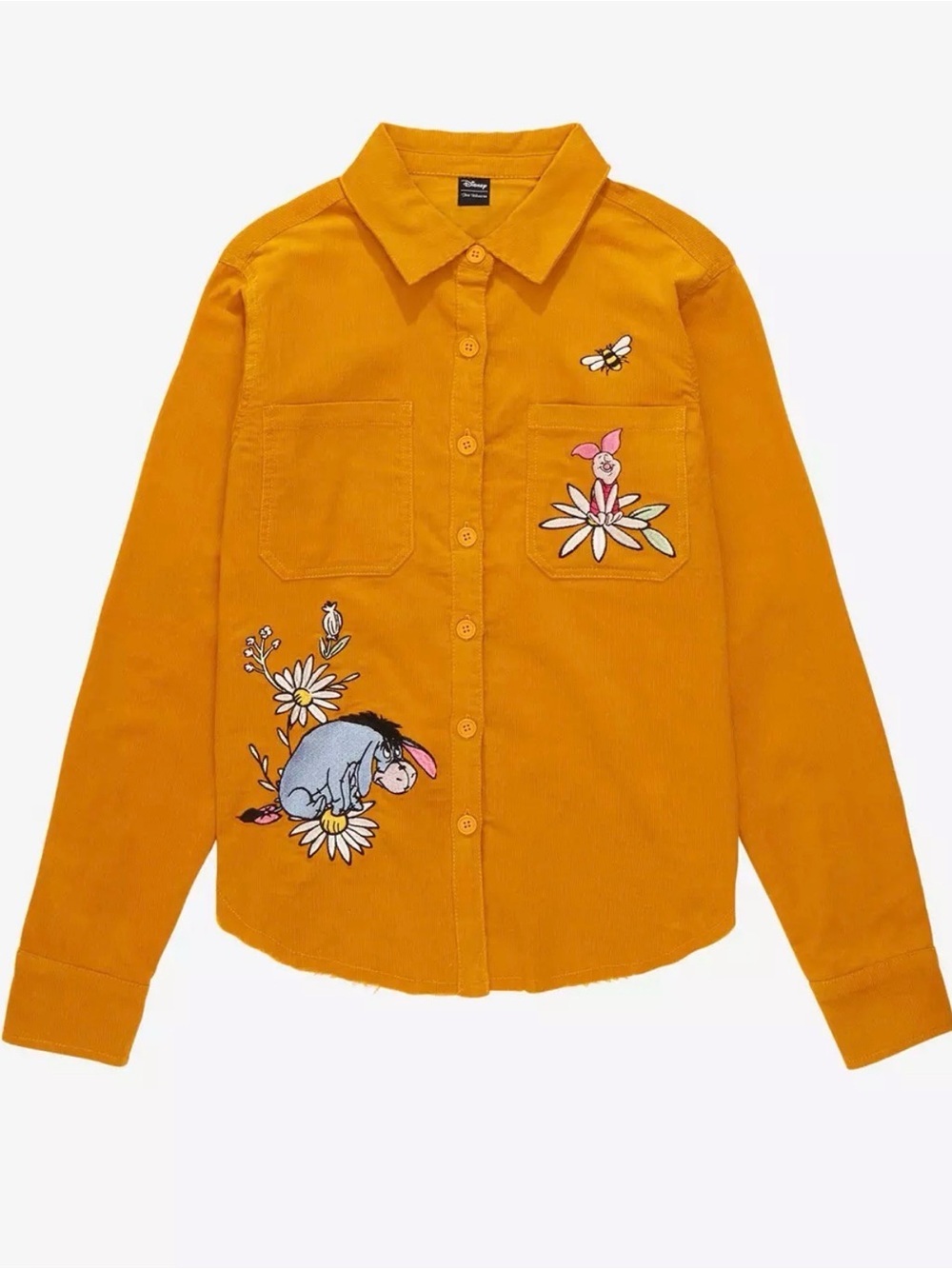 Disney Mustard Corduroy Button-Down Shirt with Eeyore & Piglet Embroidery pooh